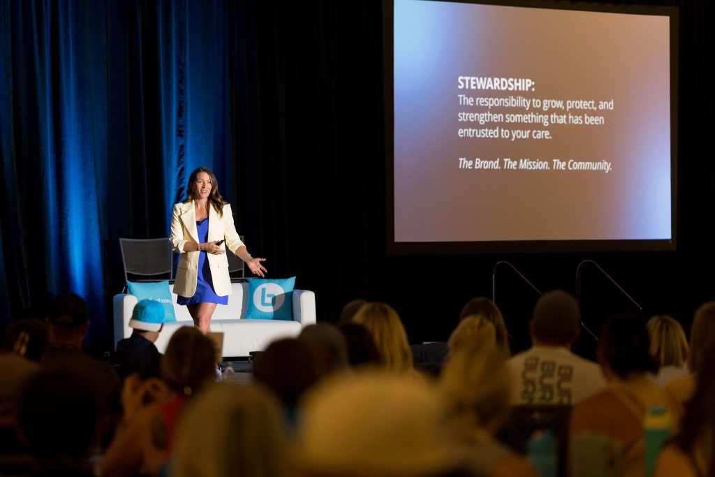 Morgan Kline presents a definition of stewardship onstage at Burn Summit 2026