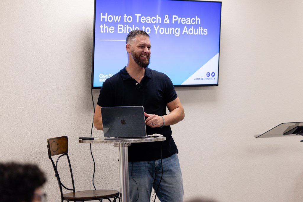 Shane Pruitt teaches a breakout on preaching the Bible to young adults.